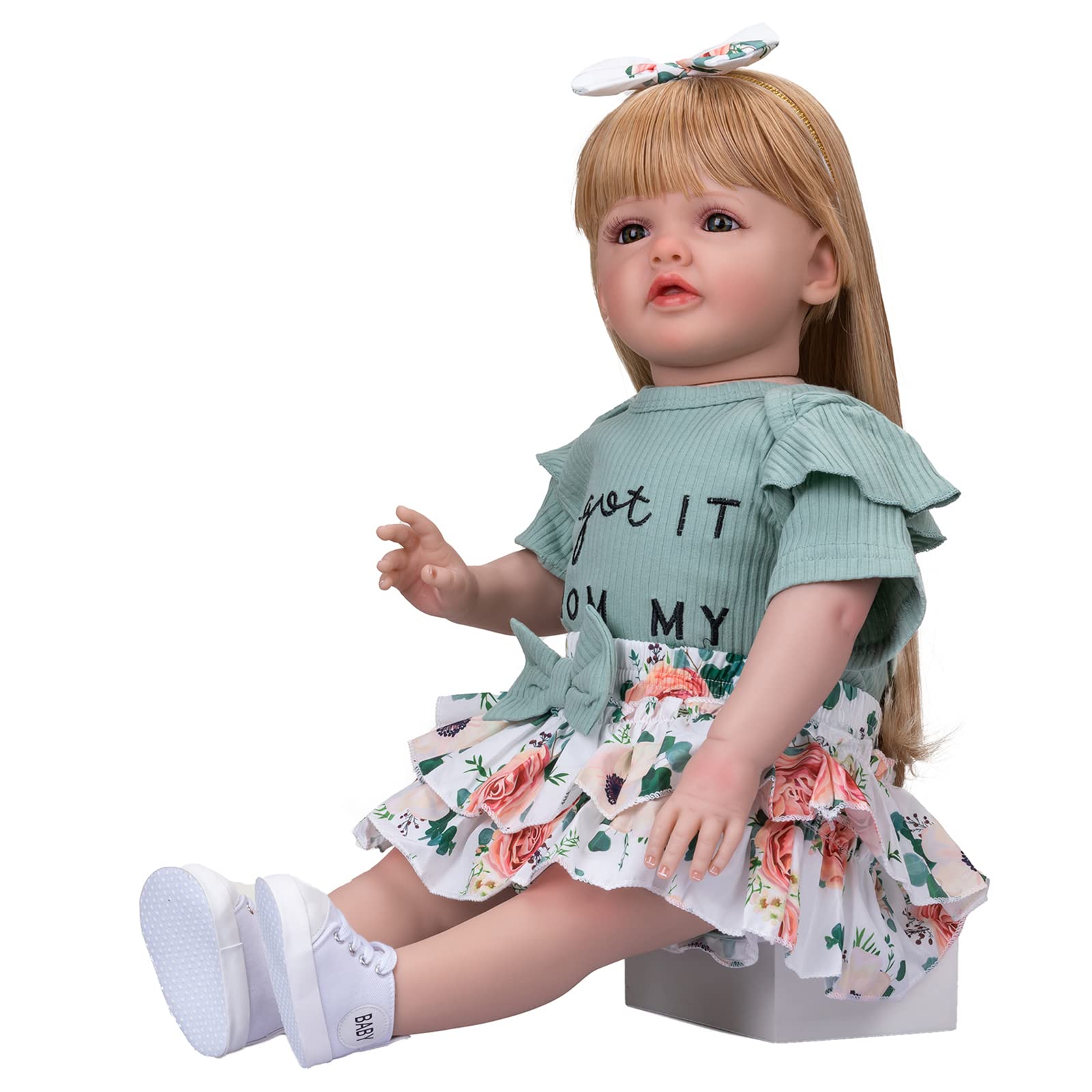 Amazon.co.jp: 24インチ長いブロンドの髪ガールドール 60cm リボーン